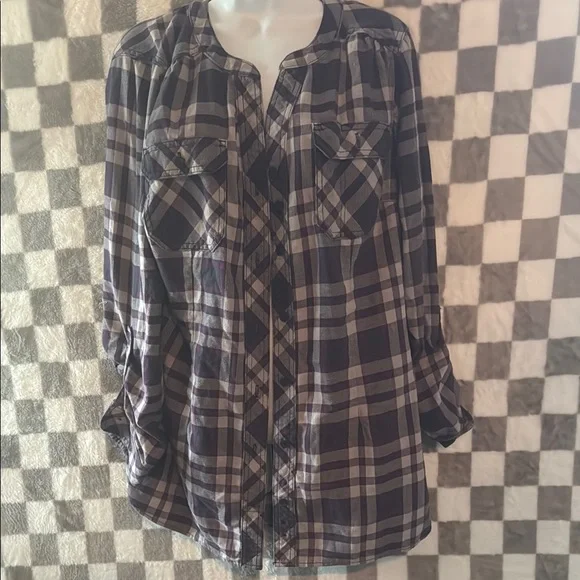 Duluth Trading Co Women’s Purple Plaid Long Sleeve Flannel Shirt Size L/Large - Picture 2 of 10